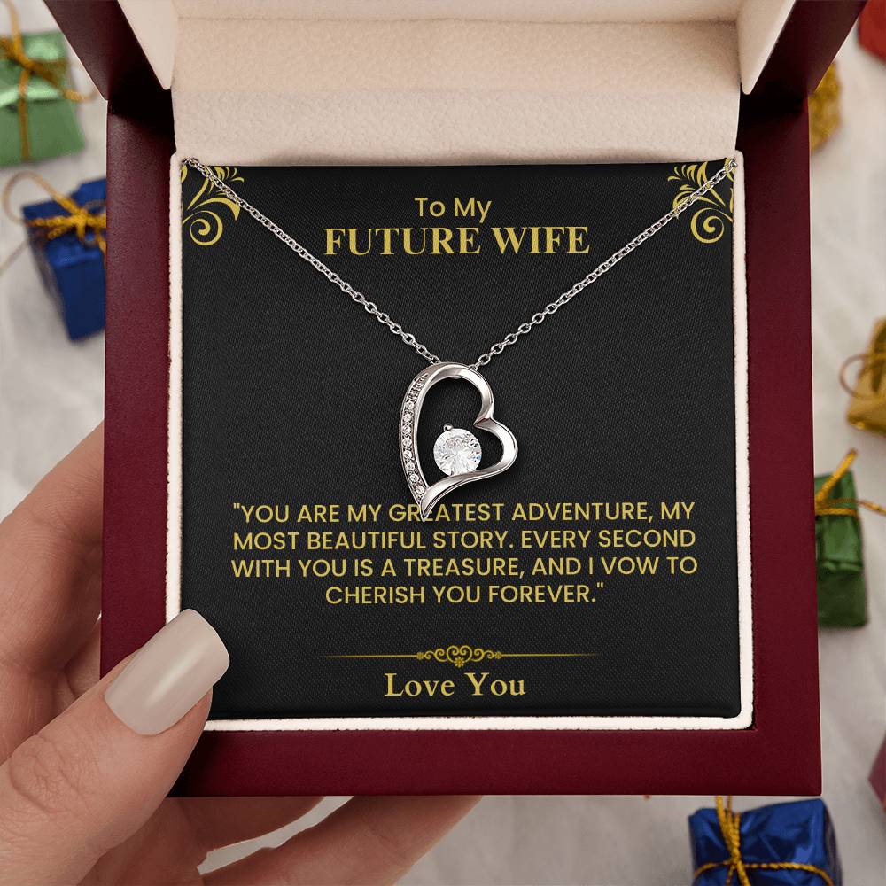 Future Wife Gift – Romantic Love Letter Keepsake for Fiancée & Bride-to-Be Forever Love Necklace