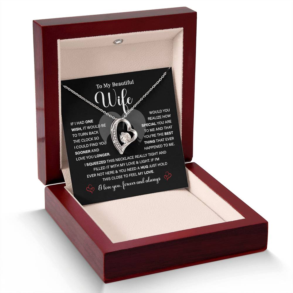 To My Beautiful Wife - I Love You Always | Elegant Heart Necklace Gift for Wife