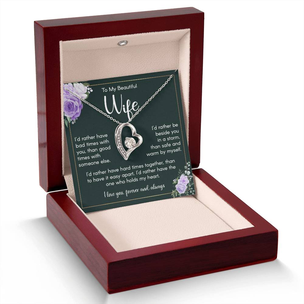To My Beautiful Wife - Heartfelt Message from Husband Love You Forever Necklace Gift