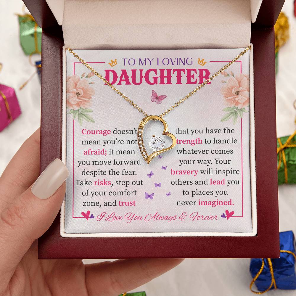 Best Gift for Daughter - Words of Strength, Courage & Love Forever Love Necklace