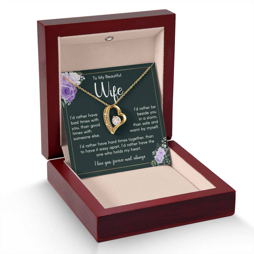 To My Beautiful Wife - Heartfelt Message from Husband Love You Forever Necklace Gift