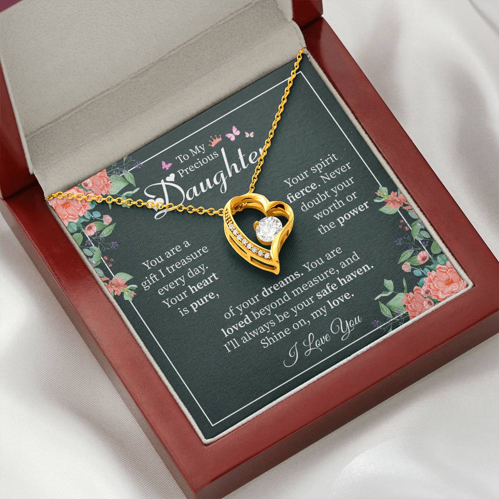 Daughter Gift from Parents - Inspirational Love Note Card, Meaningful Keepsake Forever Love Necklace