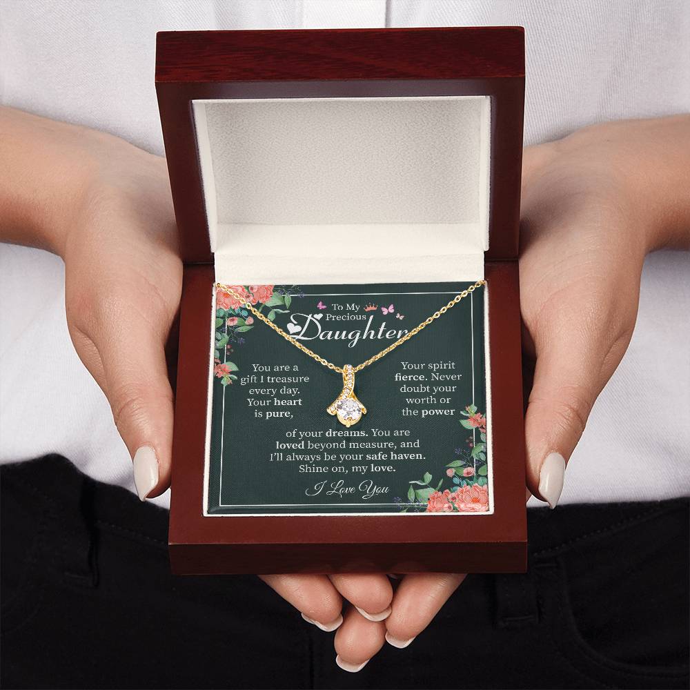 Daughter Love Message Card - Thoughtful Gift for Christmas, Birthday, or Graduation Alluring Beauty necklace