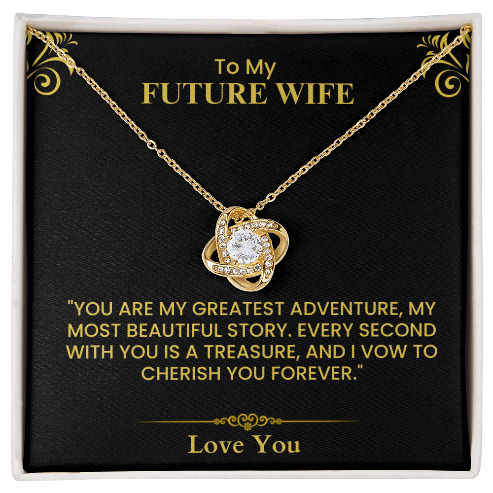 Future Wife Gift – Romantic Love Letter Keepsake for Fiancée & Bride-to-Be Love Knot Necklace