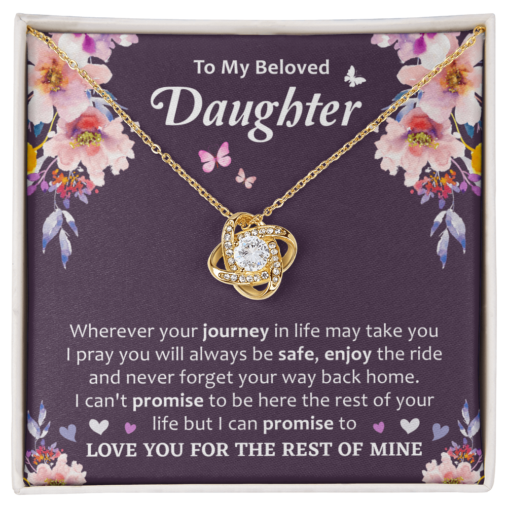 Heartfelt Gift for Daughter - Meaningful Love Message Card Love Knot Necklace.