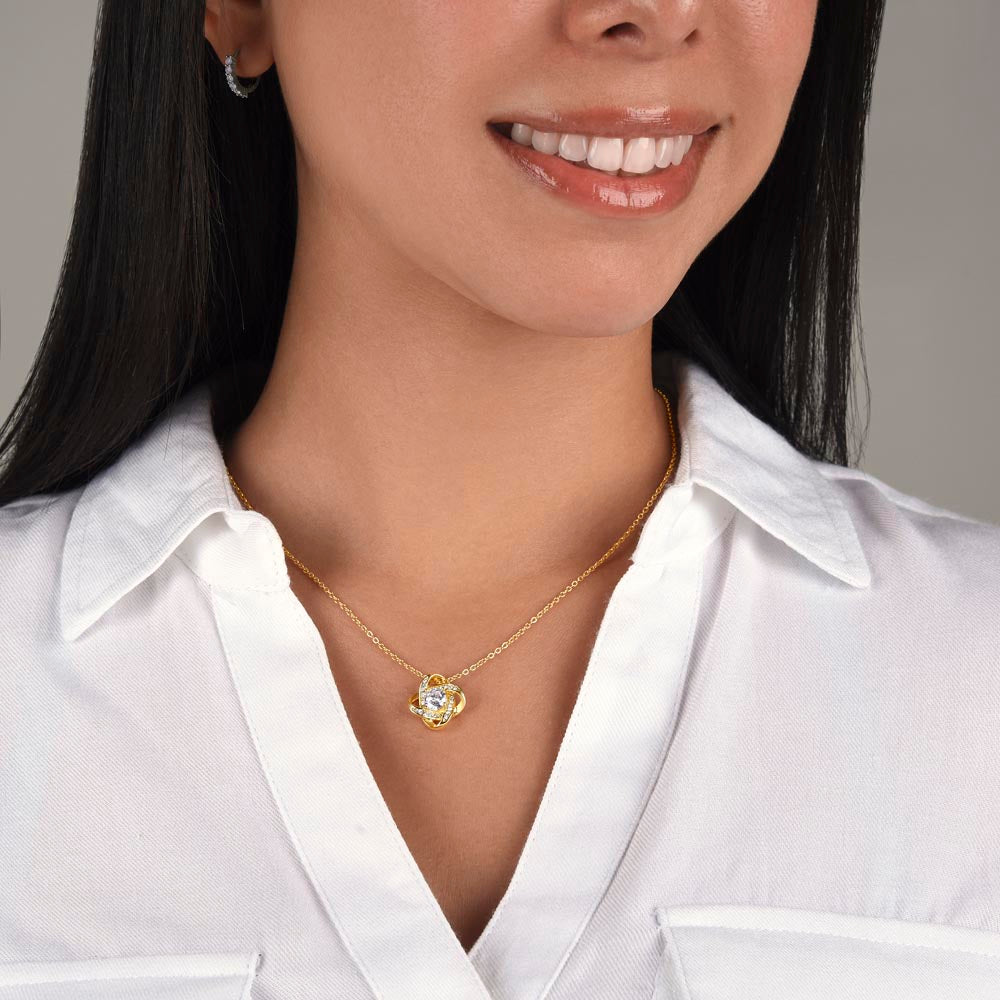 Meaningful Gift for Fiancée - To My Future Wife Love Note Love Knot Necklace