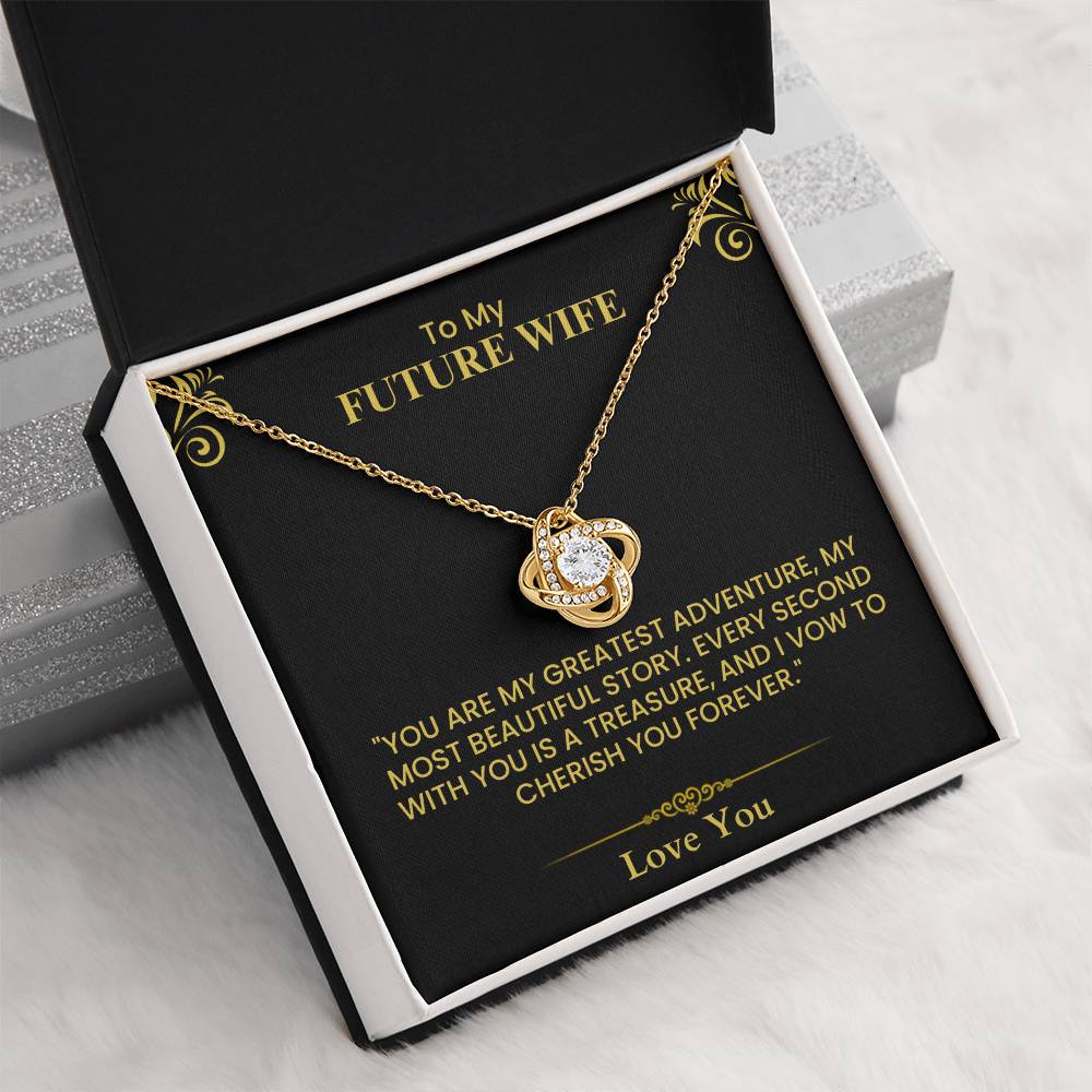 Future Wife Gift – Romantic Love Letter Keepsake for Fiancée & Bride-to-Be Love Knot Necklace