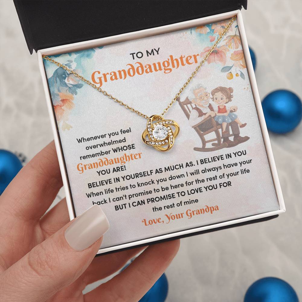 Inspirational Gift for Granddaughter - A Message of Love & Hope Love Knot Necklace.