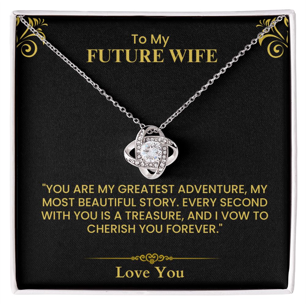 Future Wife Gift – Romantic Love Letter Keepsake for Fiancée & Bride-to-Be Love Knot Necklace