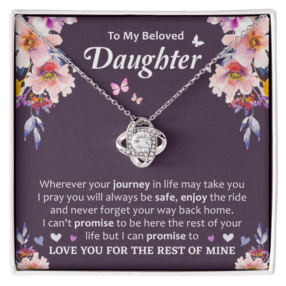 Heartfelt Gift for Daughter - Meaningful Love Message Card Love Knot Necklace.