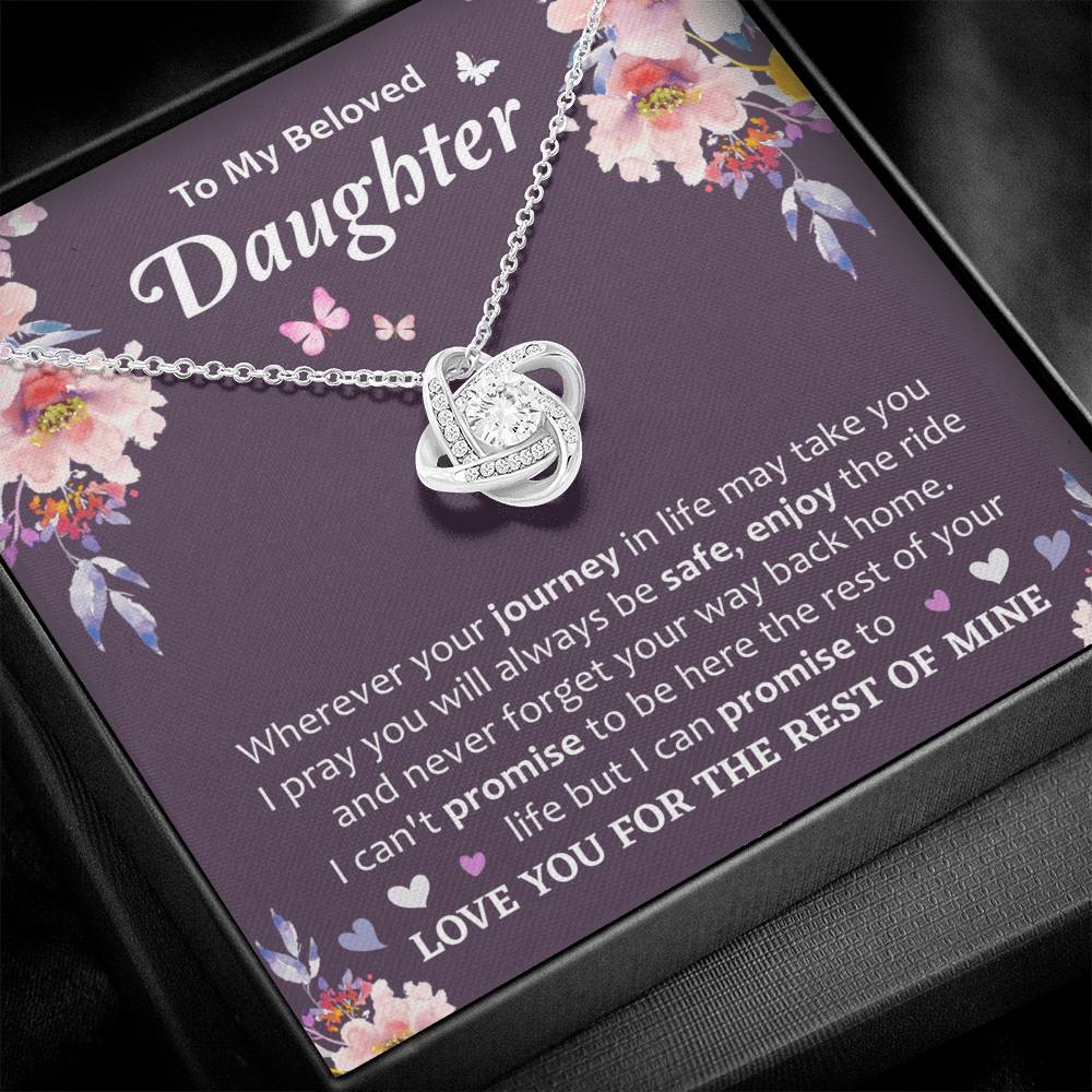Heartfelt Gift for Daughter - Meaningful Love Message Card Love Knot Necklace.