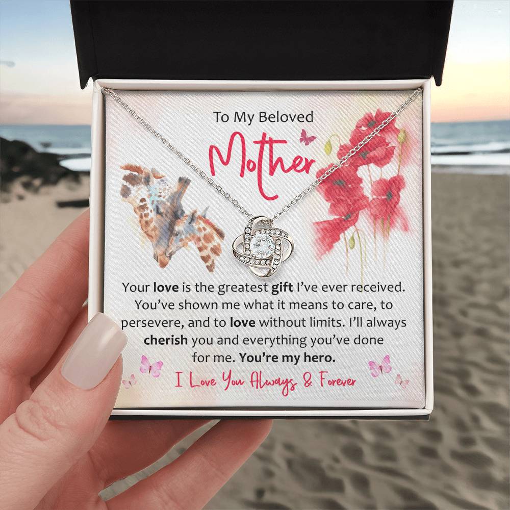 To My Mother - Grateful for Your Endless Love and Guidance, My Forever Hero Love Knot Necklace