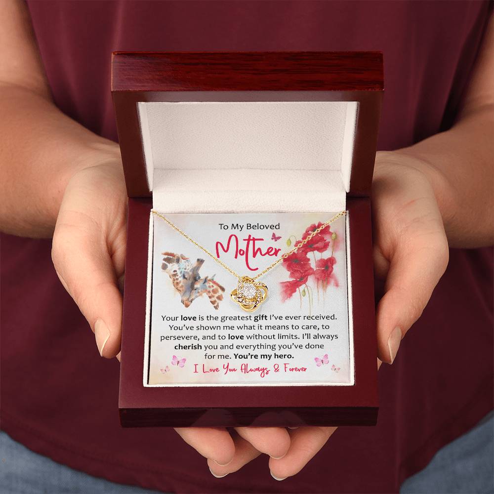 To My Mother - Grateful for Your Endless Love and Guidance, My Forever Hero Love Knot Necklace