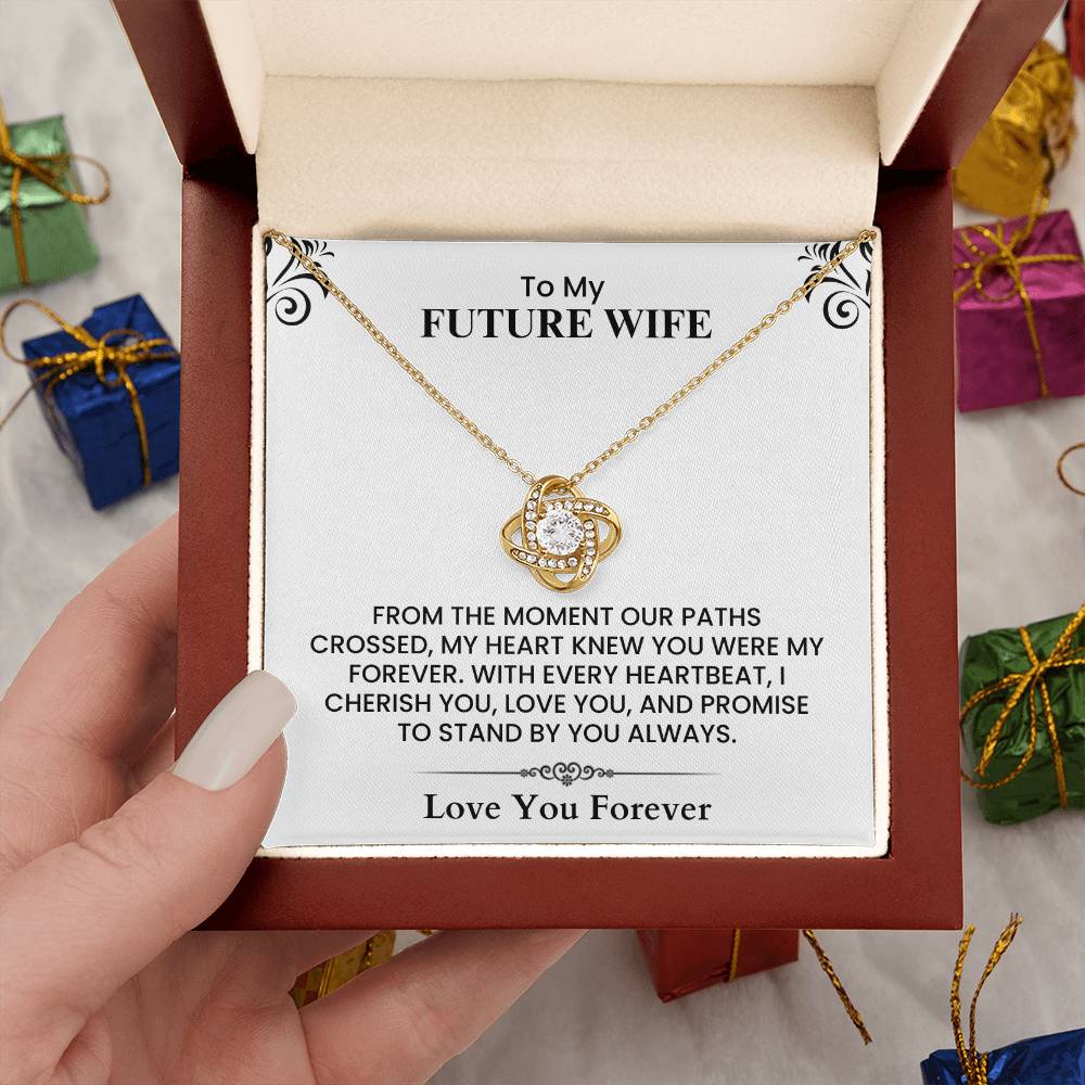 To My Future Wife Eternal Love Knot Necklace Romantic Gift for Engagement Anniversary and Wedding Love Knot Necklace.