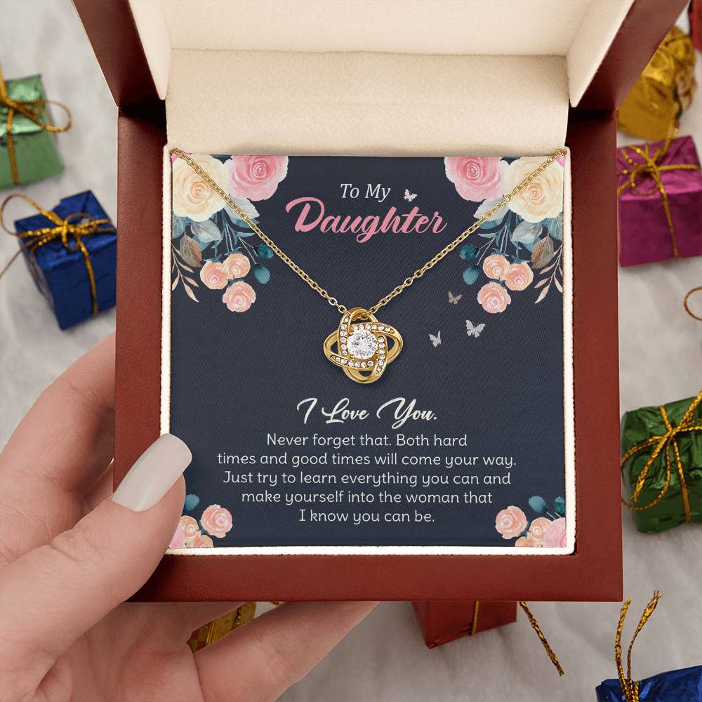 To My Daughter - Inspirational Gift for a Loving Daughter, Encouragement and Love Love Knot Necklace