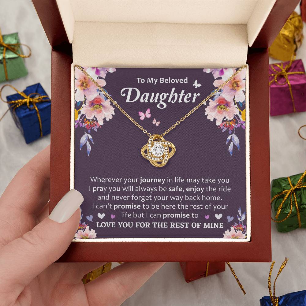 Heartfelt Gift for Daughter - Meaningful Love Message Card Love Knot Necklace.