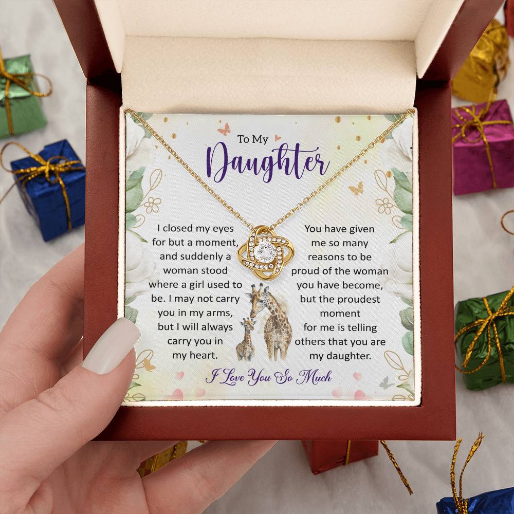 To My Daughter - Meaningful Gift with Love & Encouragement Love Knot Necklace