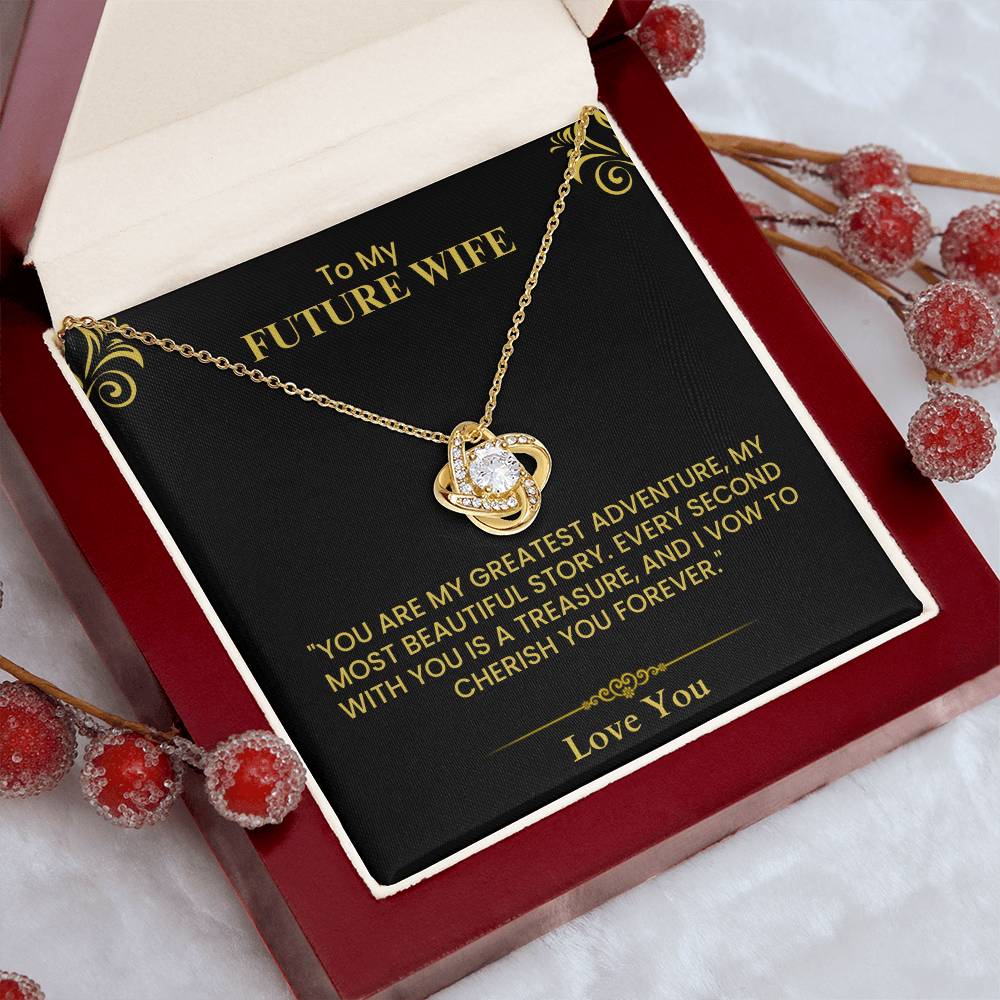 Future Wife Gift – Romantic Love Letter Keepsake for Fiancée & Bride-to-Be Love Knot Necklace