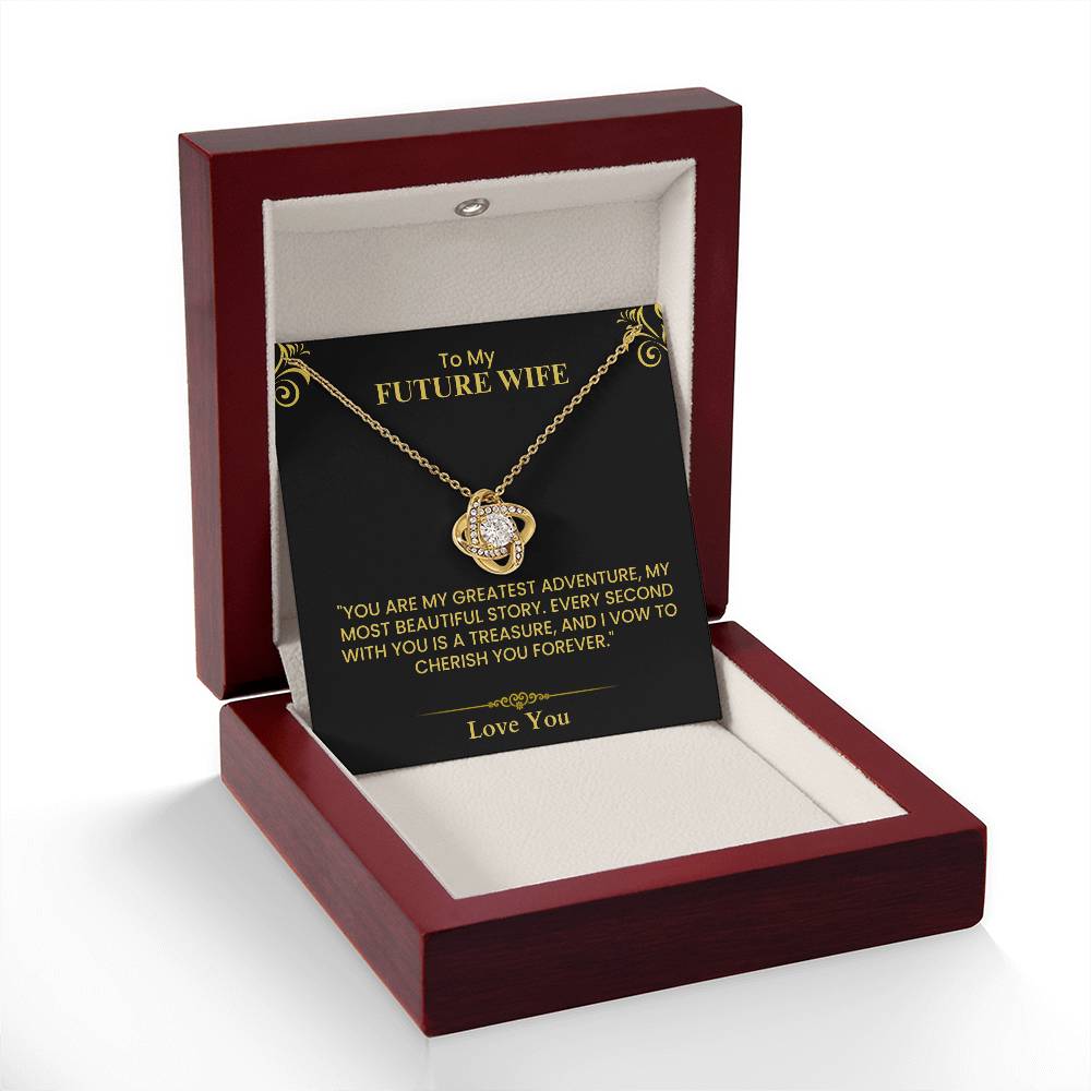Future Wife Gift – Romantic Love Letter Keepsake for Fiancée & Bride-to-Be Love Knot Necklace