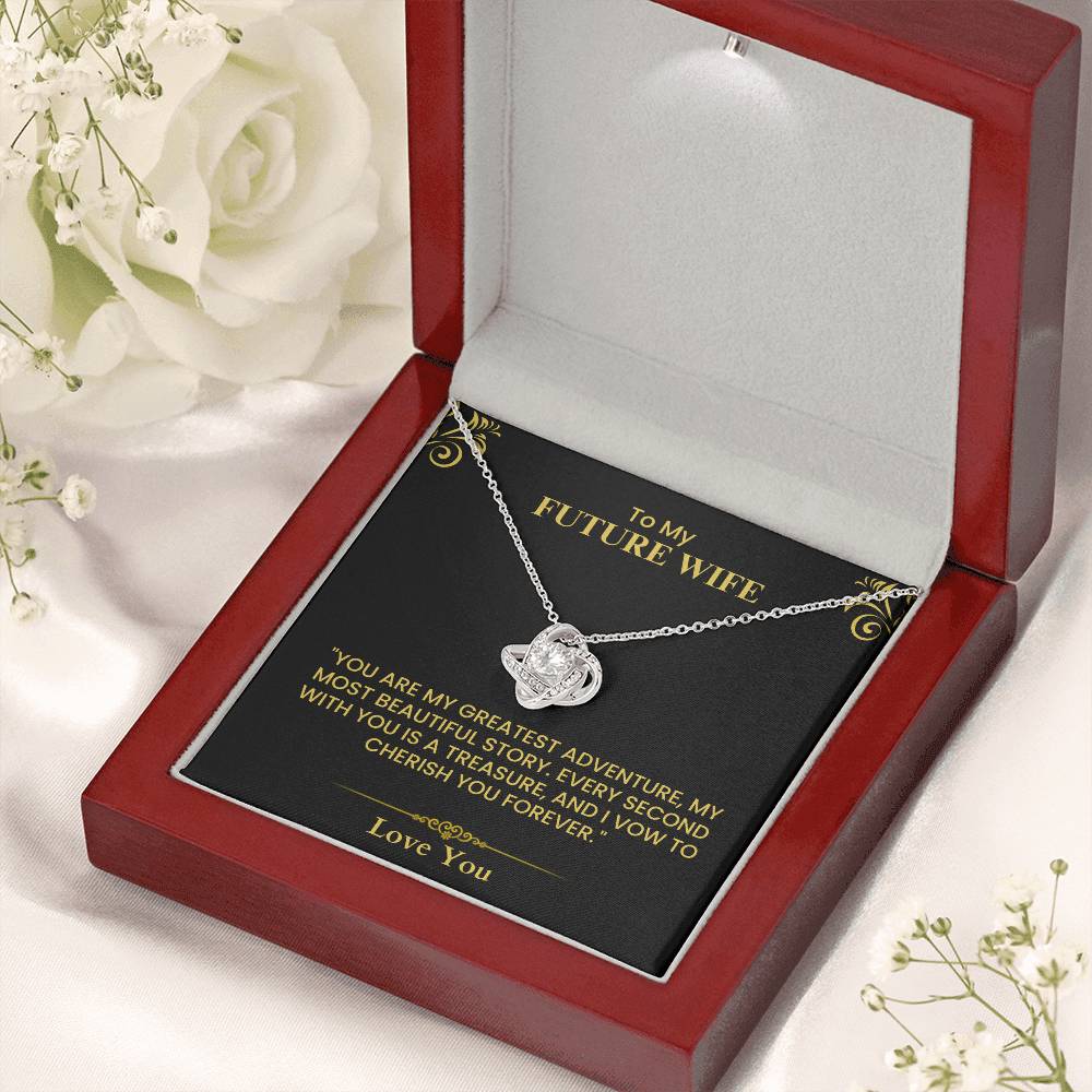 Future Wife Gift – Romantic Love Letter Keepsake for Fiancée & Bride-to-Be Love Knot Necklace