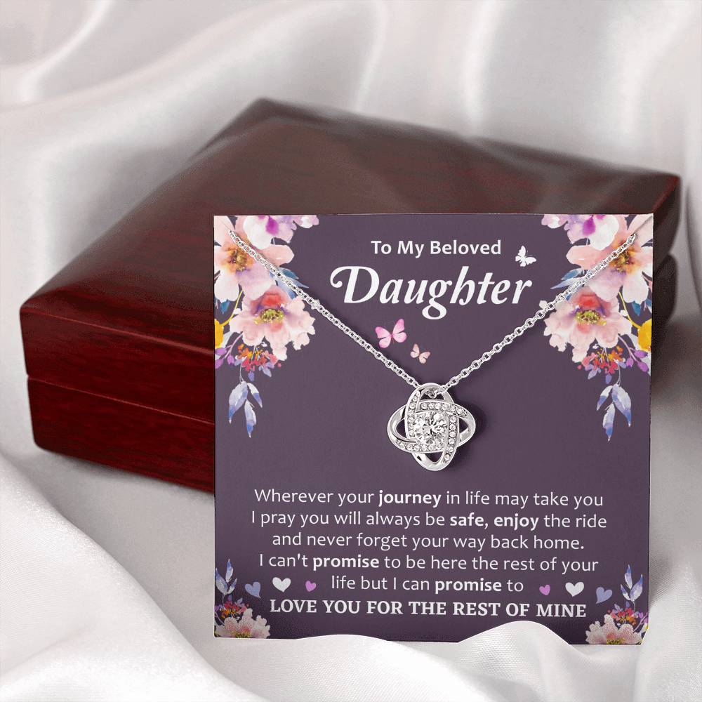 Heartfelt Gift for Daughter - Meaningful Love Message Card Love Knot Necklace.