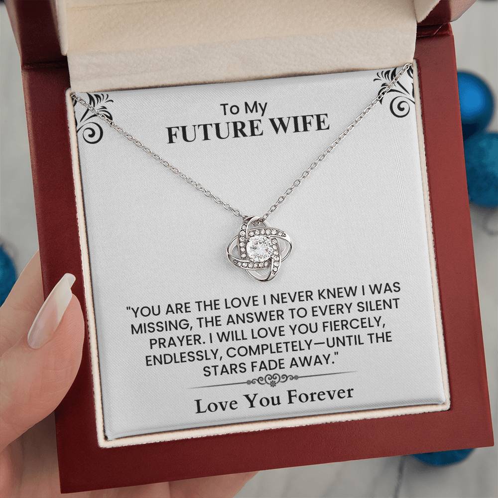 Future Wife Love Note - Thoughtful Fiancée Gift for Anniversary, Birthday, or Wedding Day Love Knot Necklace