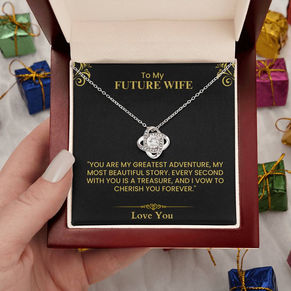 Future Wife Gift – Romantic Love Letter Keepsake for Fiancée & Bride-to-Be Love Knot Necklace