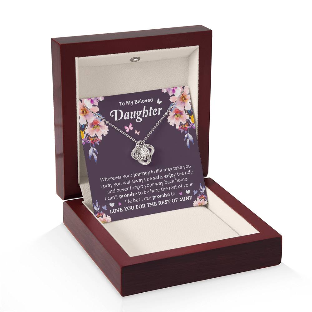 Heartfelt Gift for Daughter - Meaningful Love Message Card Love Knot Necklace.