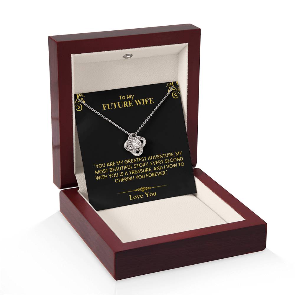 Future Wife Gift – Romantic Love Letter Keepsake for Fiancée & Bride-to-Be Love Knot Necklace
