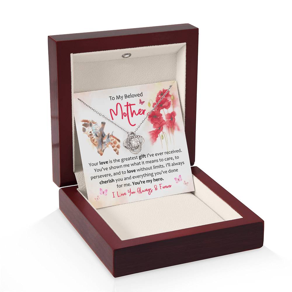 To My Mother - Grateful for Your Endless Love and Guidance, My Forever Hero Love Knot Necklace