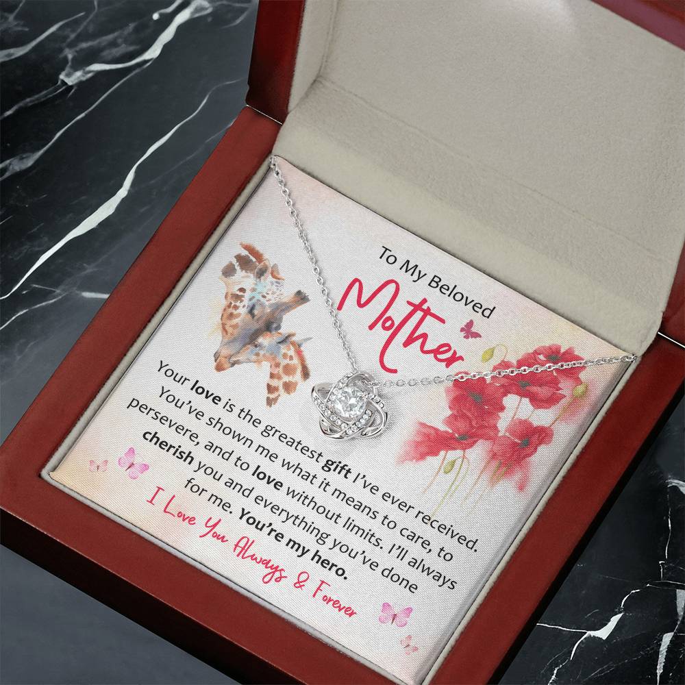 To My Mother - Grateful for Your Endless Love and Guidance, My Forever Hero Love Knot Necklace