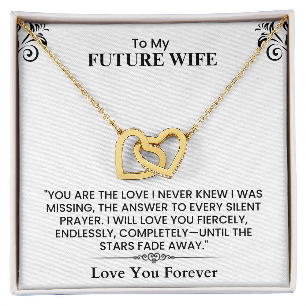 Romantic Anniversary Gift for Her - Future Wife Love Letter Interlocking Hearts necklace