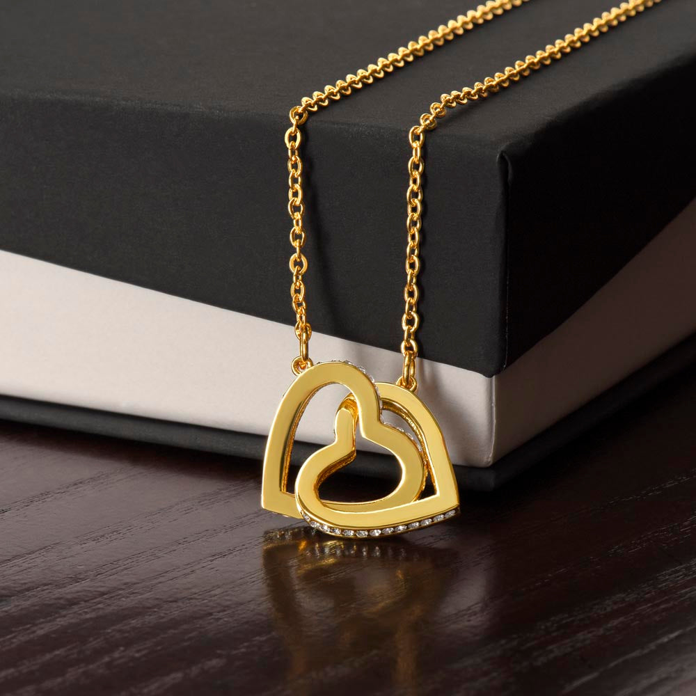 Romantic Anniversary Gift for Her - Future Wife Love Letter Interlocking Hearts necklace