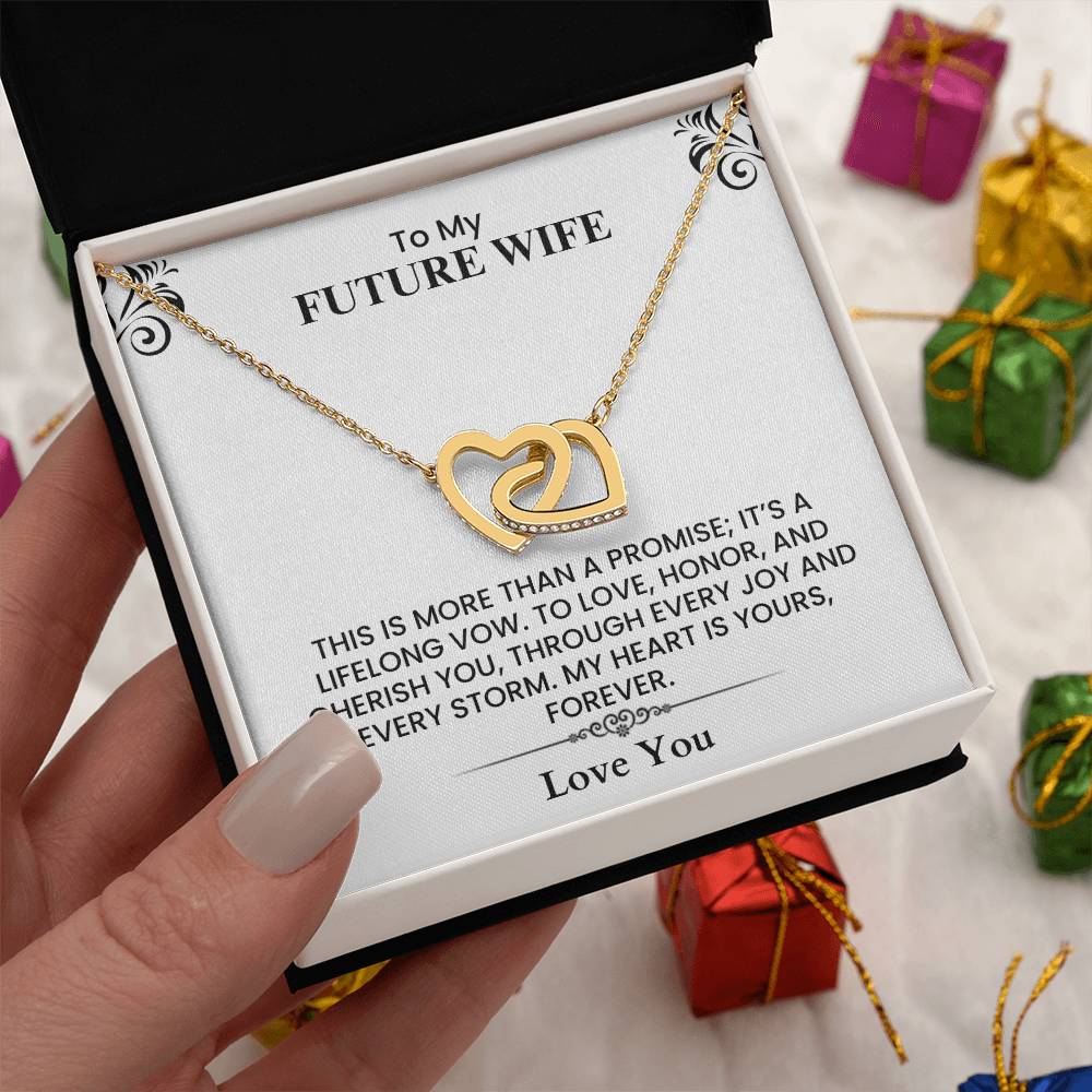Future Wife Wedding Day Gift - Beautiful Keepsake Card Interlocking Hearts necklace