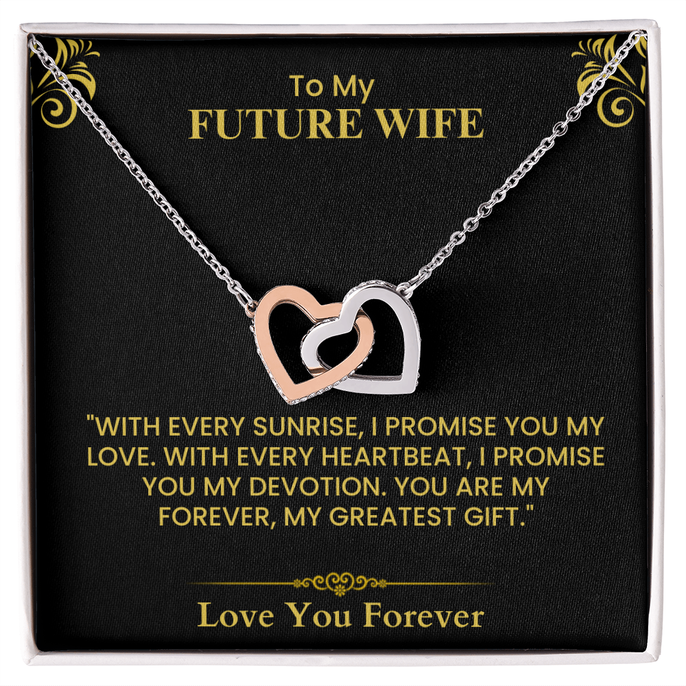 Romantic Gift for Future Wife – Heartfelt Love Message & Proposal Keepsake Interlocking Hearts necklace