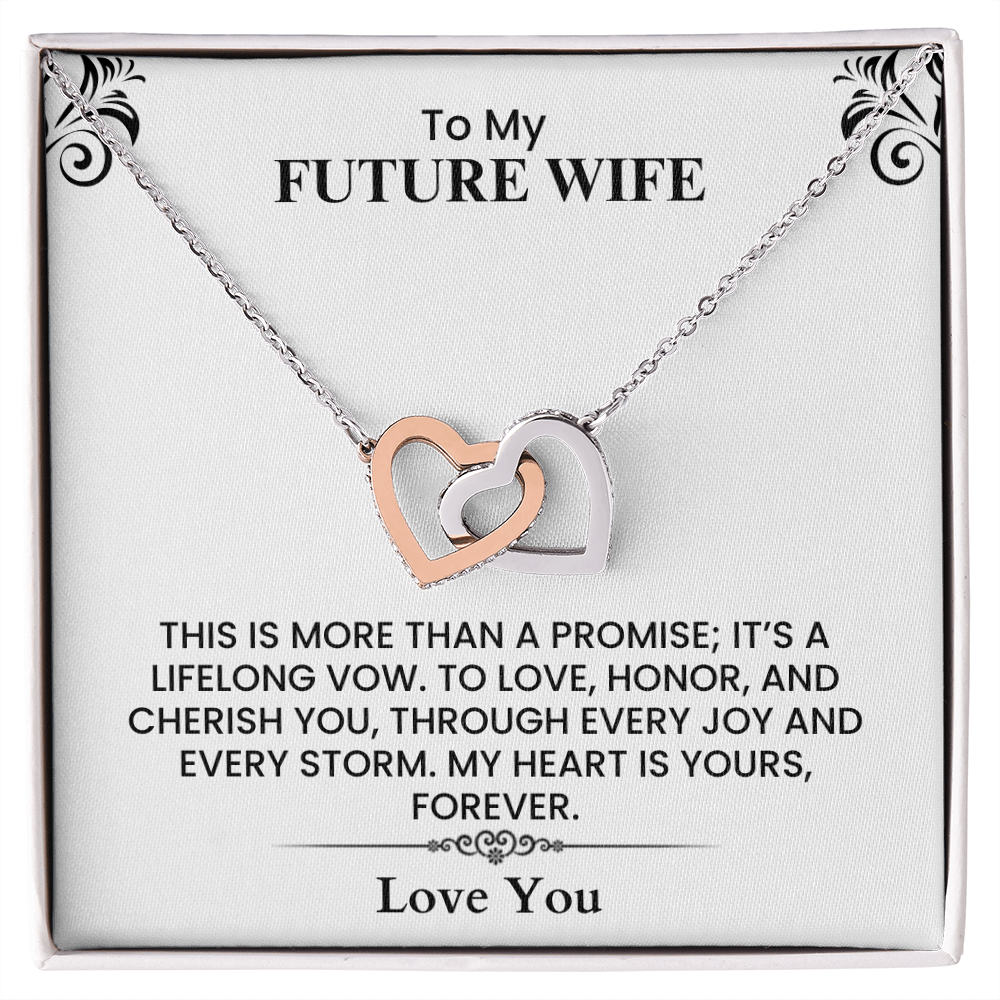Future Wife Wedding Day Gift - Beautiful Keepsake Card Interlocking Hearts necklace