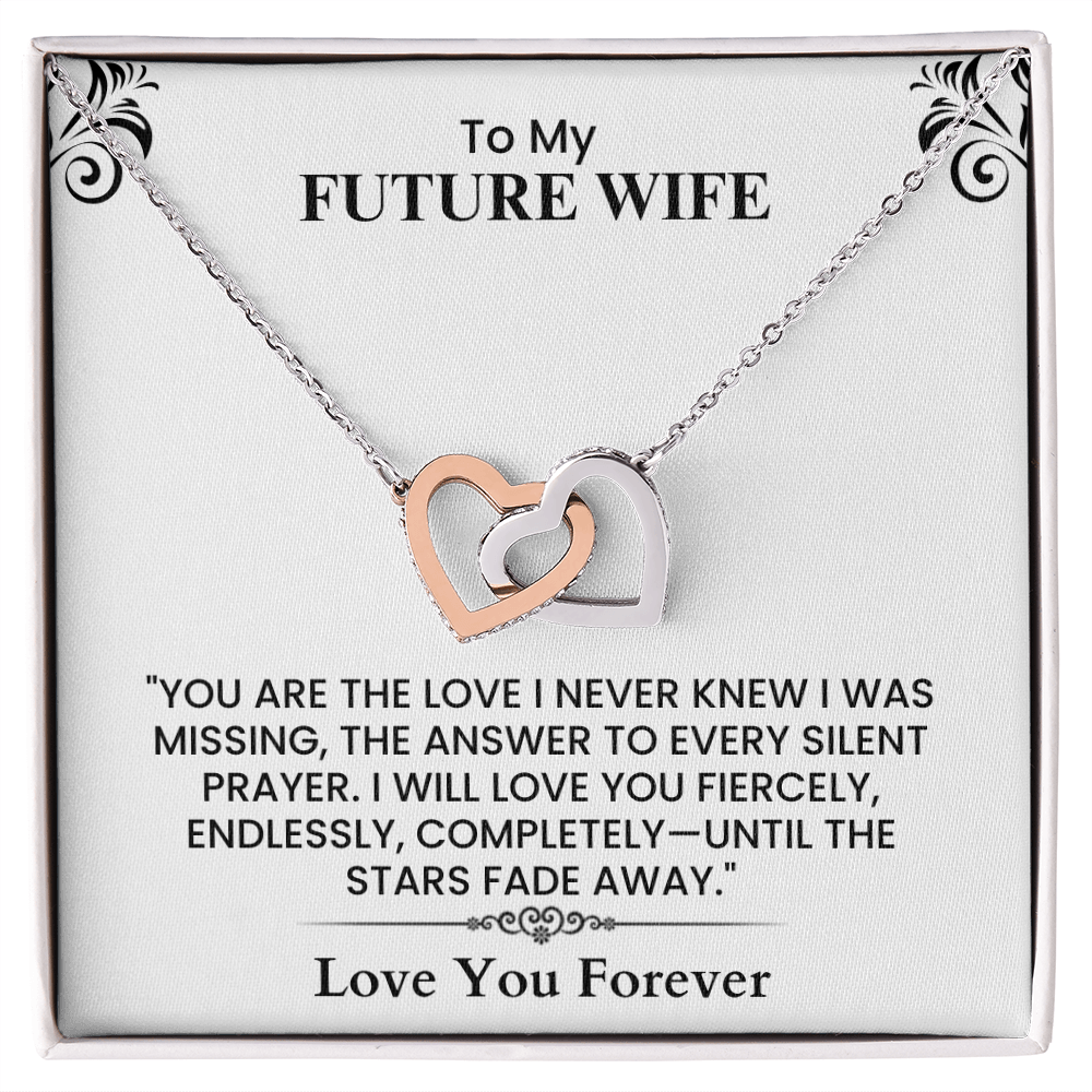 Romantic Anniversary Gift for Her - Future Wife Love Letter Interlocking Hearts necklace