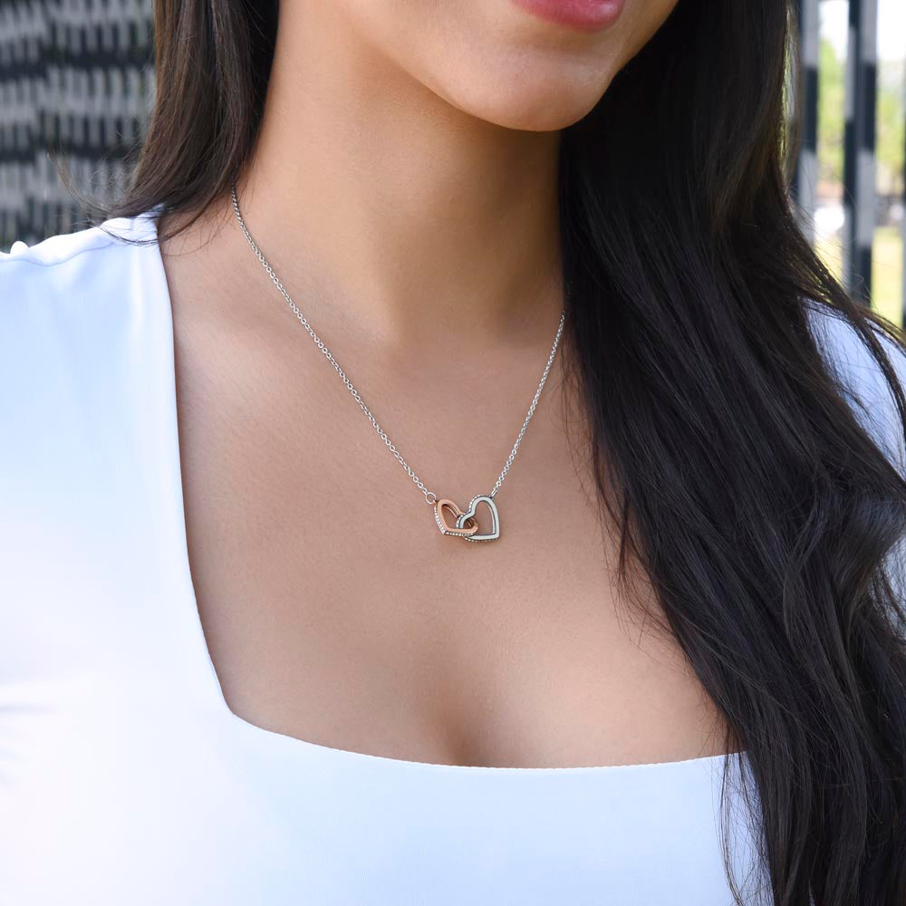 Romantic Anniversary Gift for Her - Future Wife Love Letter Interlocking Hearts necklace