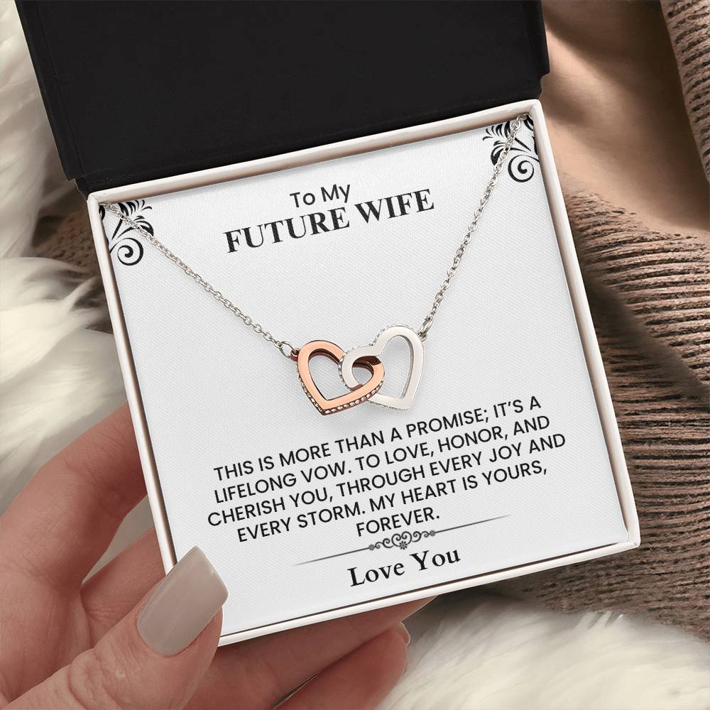 Future Wife Wedding Day Gift - Beautiful Keepsake Card Interlocking Hearts necklace