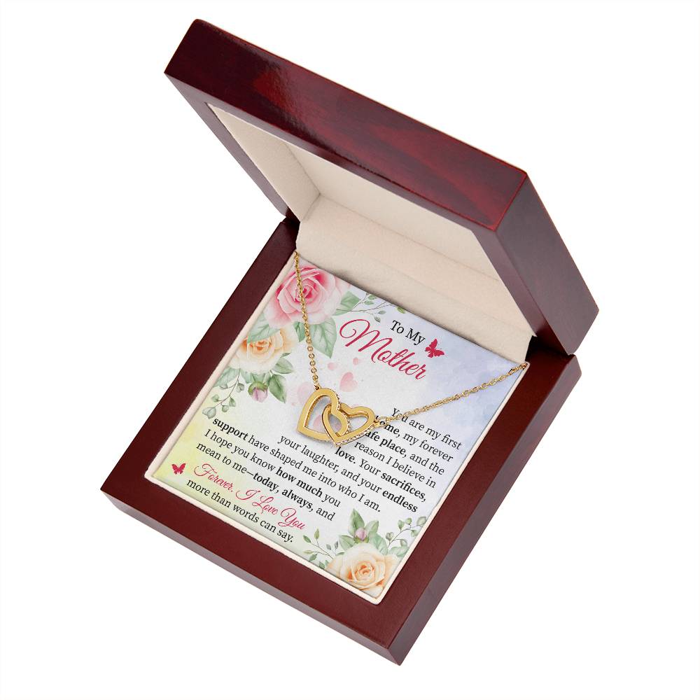 Gift for Mom from Daughter or Son - Expressing Love & Thanks Interlocking Hearts necklace