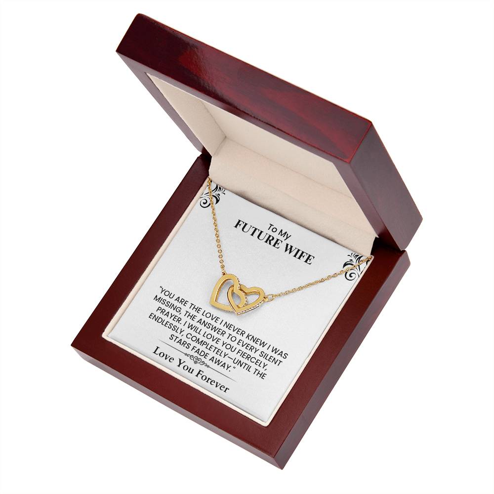 Romantic Anniversary Gift for Her - Future Wife Love Letter Interlocking Hearts necklace