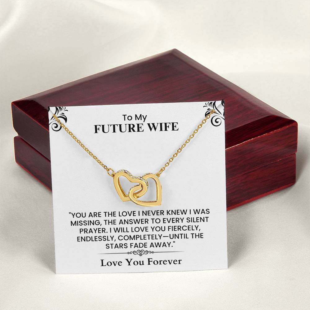 Romantic Anniversary Gift for Her - Future Wife Love Letter Interlocking Hearts necklace