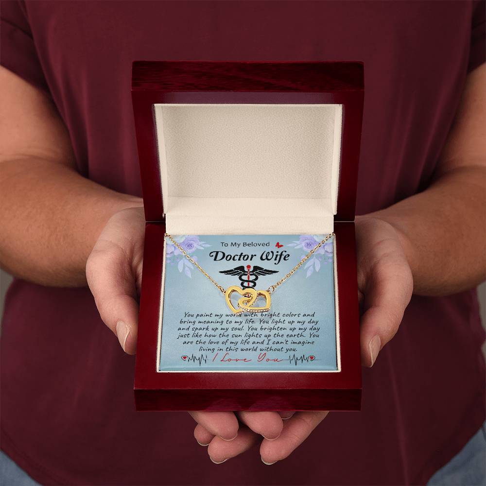 To My Beautiful Doctor Wife - A Love That Shines Like the Sun, You Are My Everything Interlocking Hearts necklace