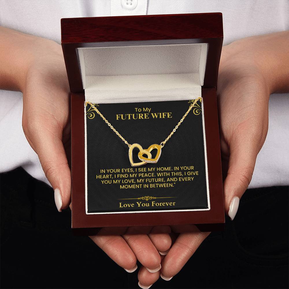 Romantic Gift for Future Wife - Heartfelt Love Letter Card for Proposal or Wedding Interlocking Hearts necklace