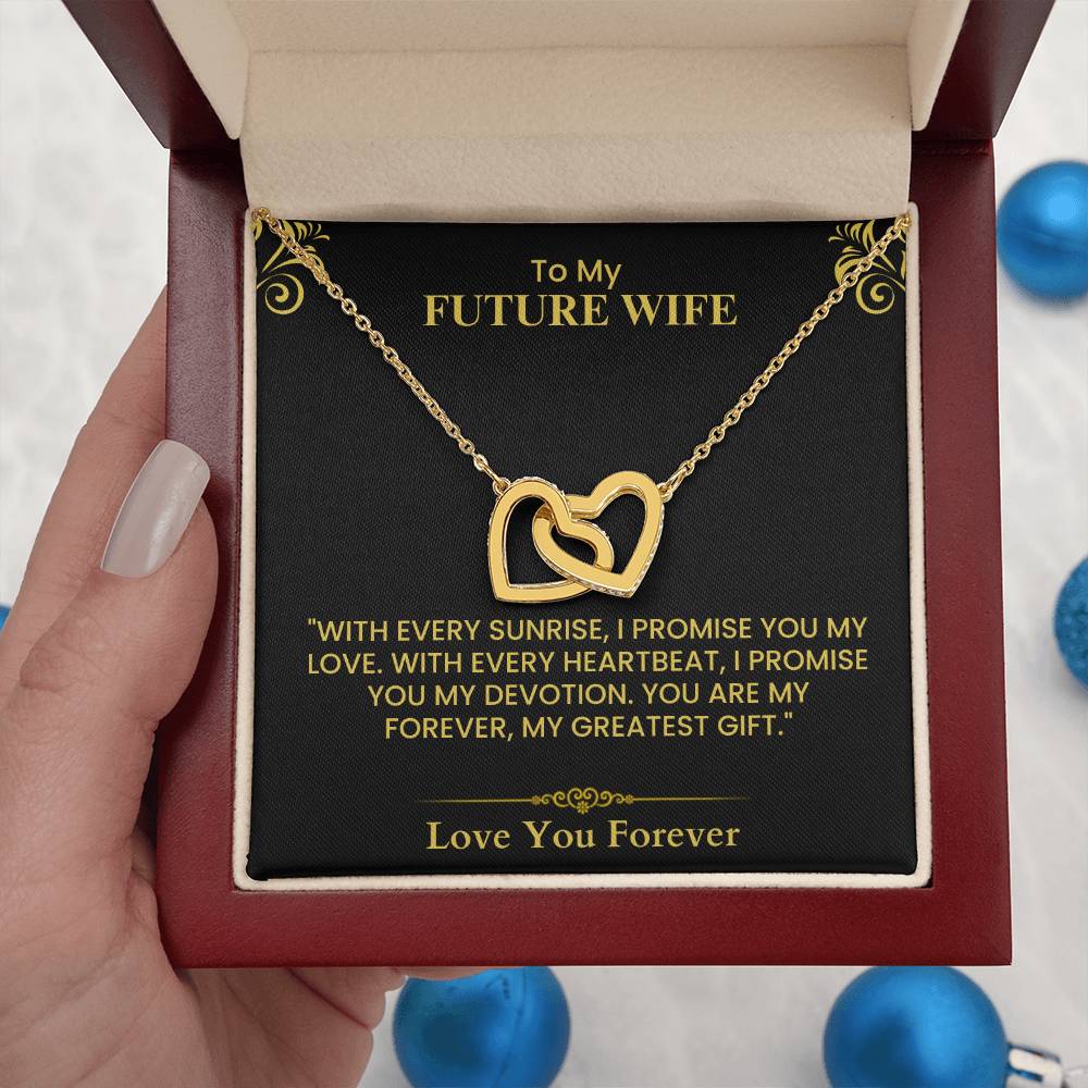 Romantic Gift for Future Wife – Heartfelt Love Message & Proposal Keepsake Interlocking Hearts necklace