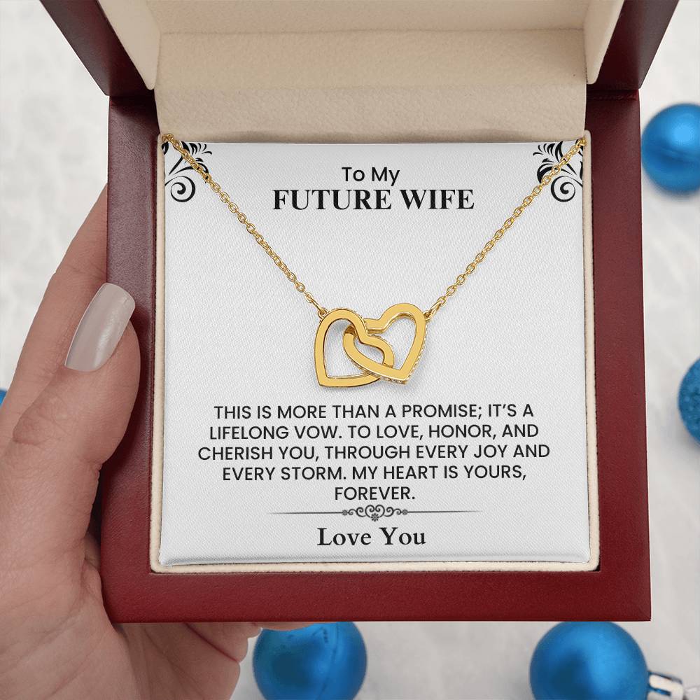 Future Wife Wedding Day Gift - Beautiful Keepsake Card Interlocking Hearts necklace