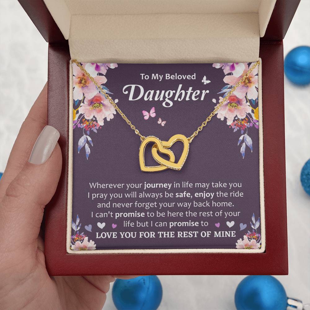 Gift for Daughter from Mom or Dad - A Heartwarming Message Interlocking Hearts necklace