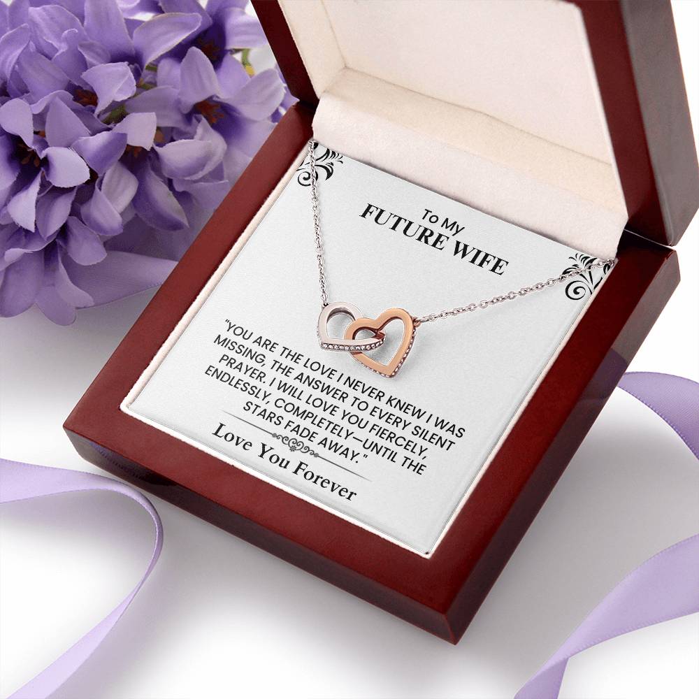 Romantic Anniversary Gift for Her - Future Wife Love Letter Interlocking Hearts necklace