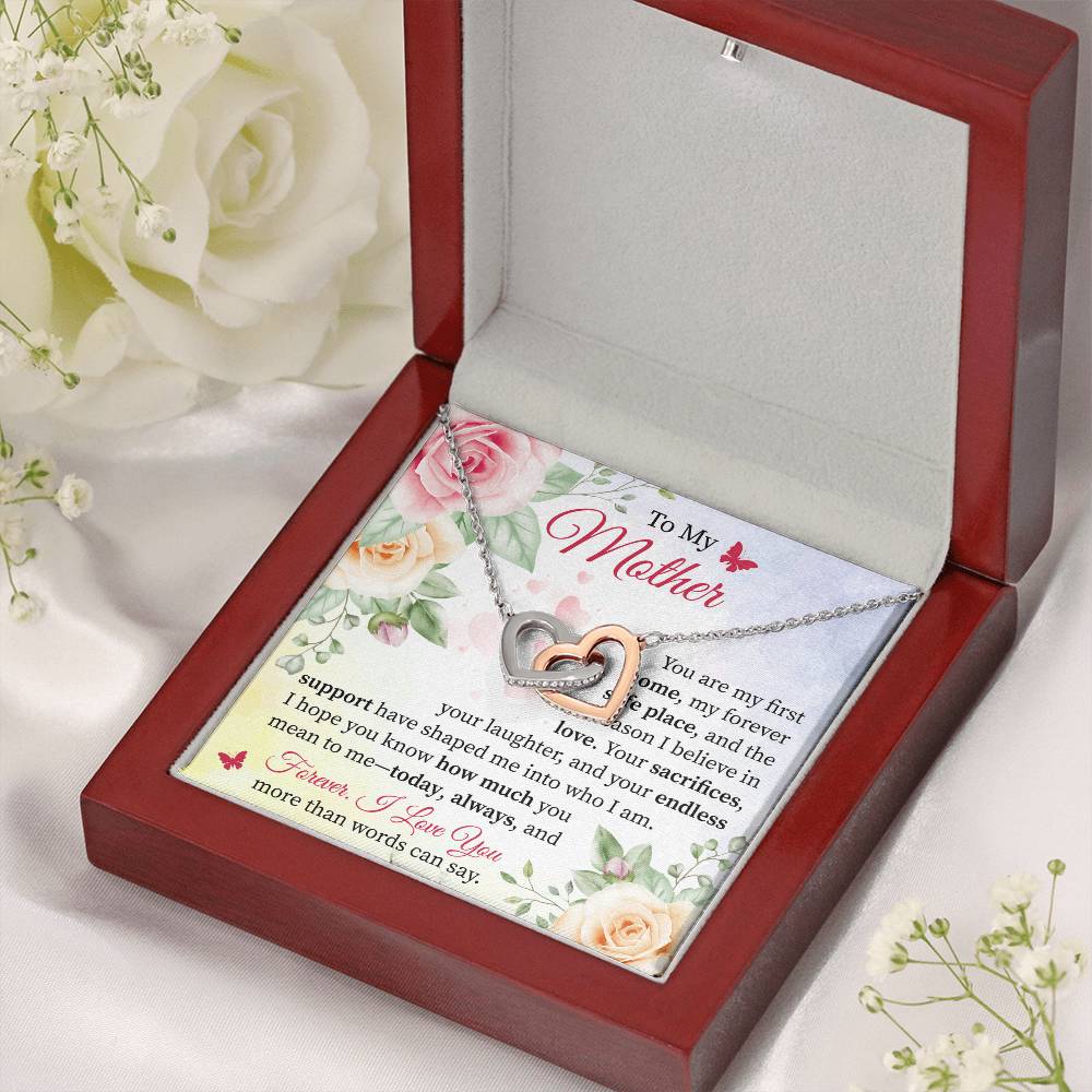 Gift for Mom from Daughter or Son - Expressing Love & Thanks Interlocking Hearts necklace