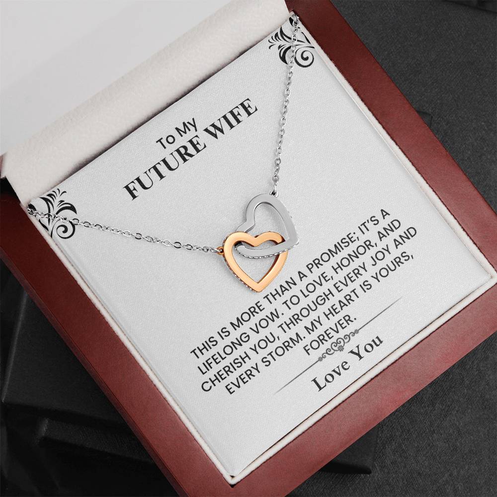 Future Wife Wedding Day Gift - Beautiful Keepsake Card Interlocking Hearts necklace